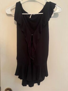 Free People Black Ruffle Tie-Front Camisole